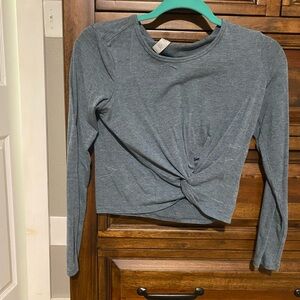 Yogalicious Heather Gray Long Sleeve Twist Knot Top